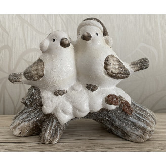 Vogelpaar Winterzeit 17cm