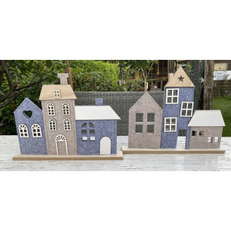 Häuserzeile Filz 32cm 2er Set