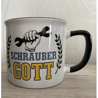 Keramik Tasse "Schraubergott"