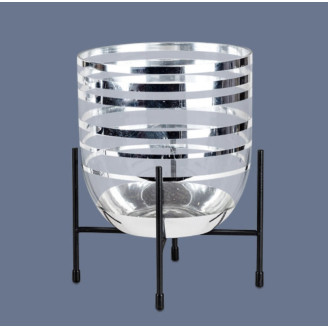Windlicht Stripes-Silber 23cm