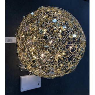Deko Kugel Gold mit Licht 20cm