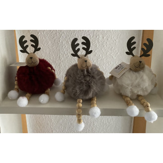 Elch Textil-Holz sitzend 14cm